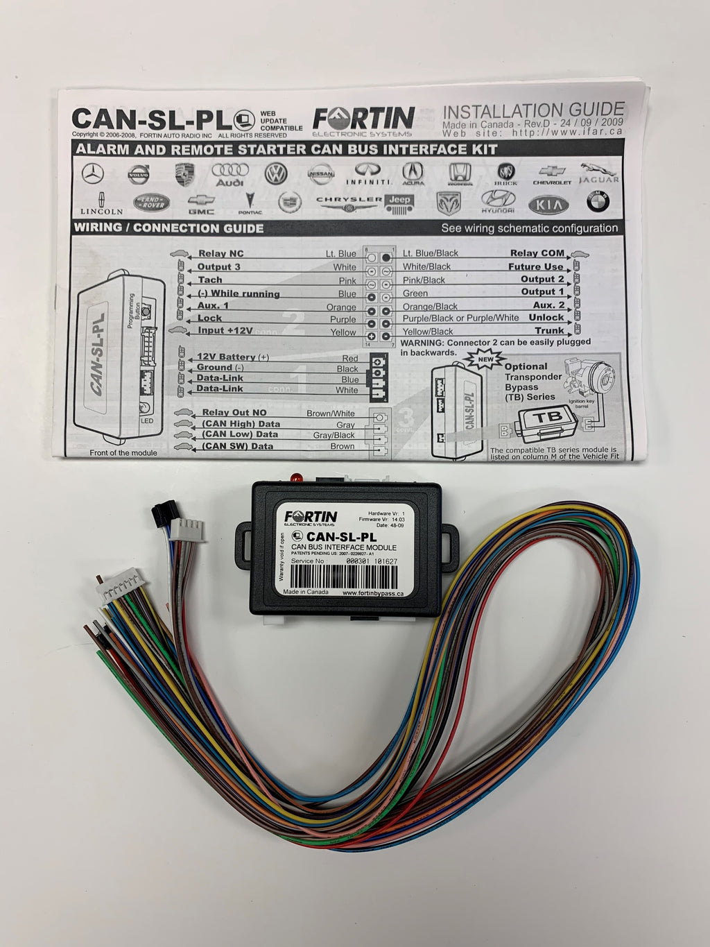 Fortin CAN-SL-PL - CAN BUS DATA INTERFACE KIT WITH PATS-LINK